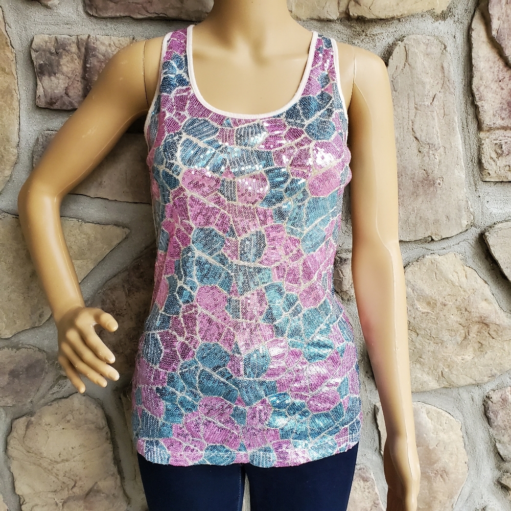 CHARLOTTE RUSSE | Pink & Blue Sequin Tank Top